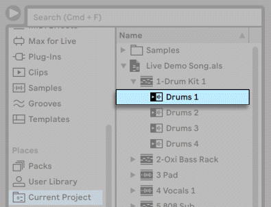 Файл:Ableton Live Revealing the Session View Clips Contained in a Set.png