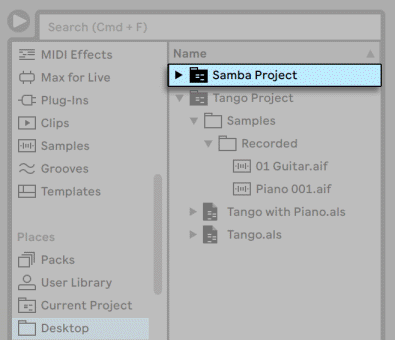 Файл:Ableton Live A New Project Was Added Next to Tango Project.png