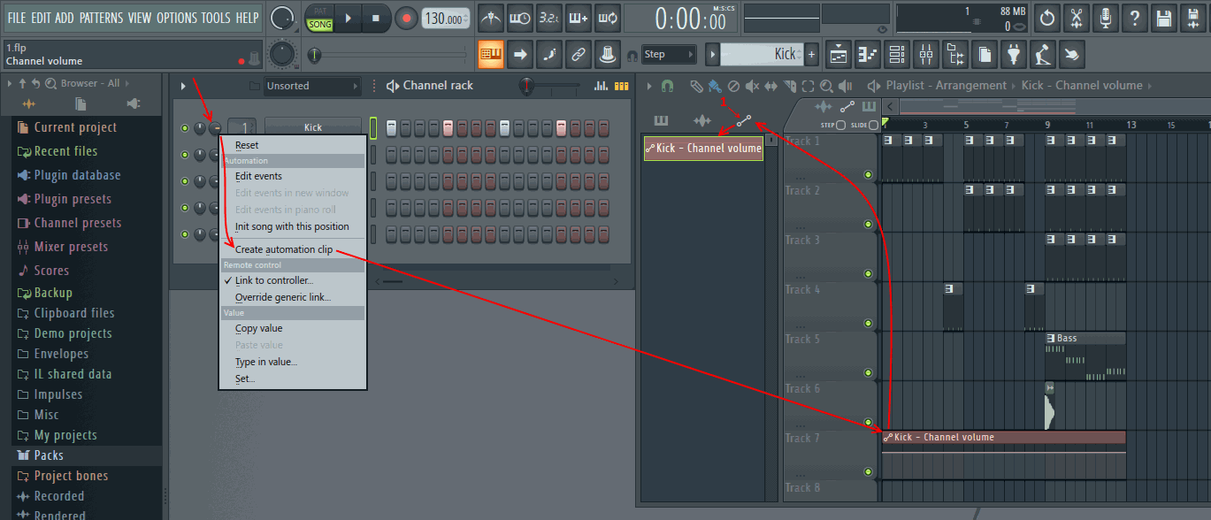 Create automation. Автоматизация FL Studio. Автоматизация в фл студио 20. Automation clip в FL Studio 20. Автоматизация звука в фл студио.